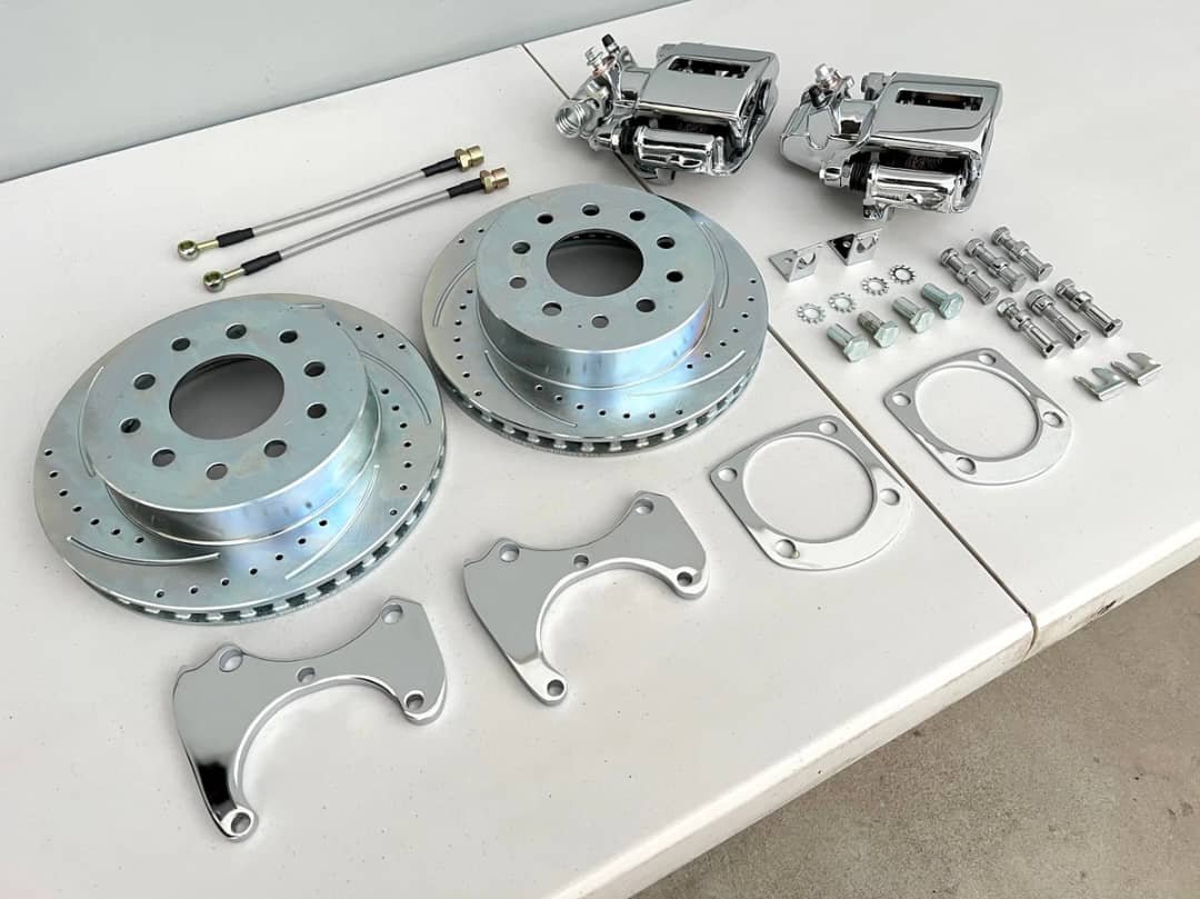 1955-57 CHEVY BEL AIR, 1958-70 IMPALA REAR DISC BRAKE KIT CHROME /STOCK REAR END