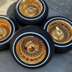 All Gold Dayton Fresh Tires Have 5 Miles on Them Triple Stamped With Chrome Adapters